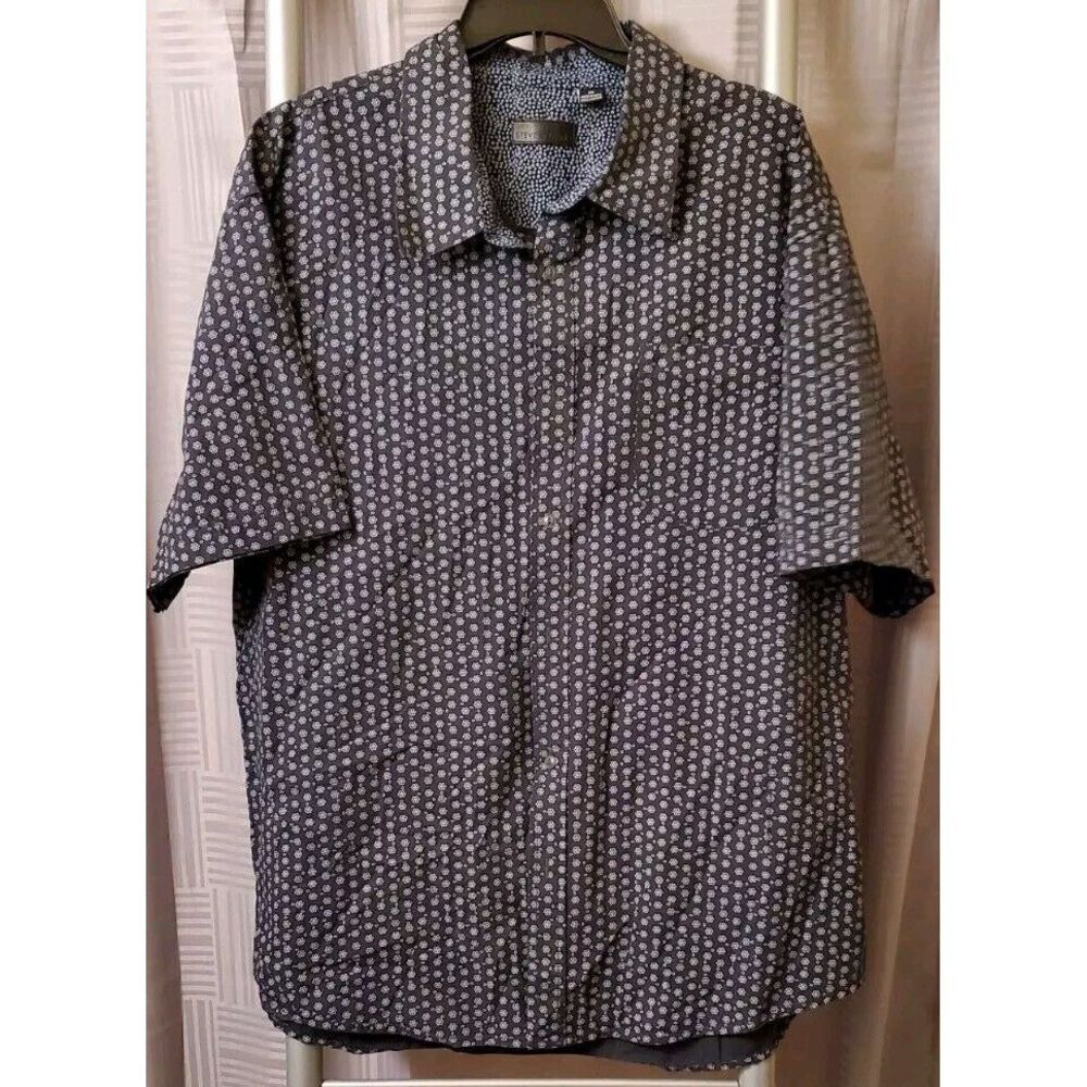 Steve's Jeans Mens Black Collared Short Sleeve Floral Button Up Shirt Size 3X - Picture 2 of 7